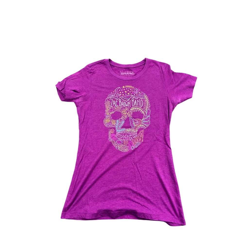 Zac Brown Band Welcome Home 2017 Tour T-Shirt Purple Sugar Skull Small